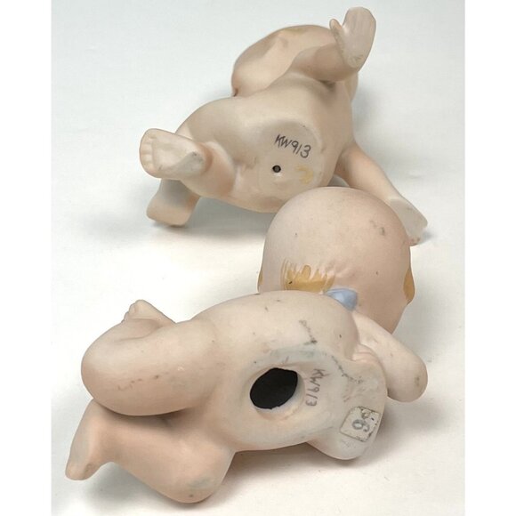 VTG Lot 4 Porcelain Bisque 3.5" KEWPIE Doll FIGURINES Sitting Crawling KW913 EUC - Picture 11 of 11